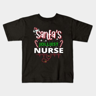 Santa's Jolliest Nurse - Holiday Funny Christmas Kids T-Shirt